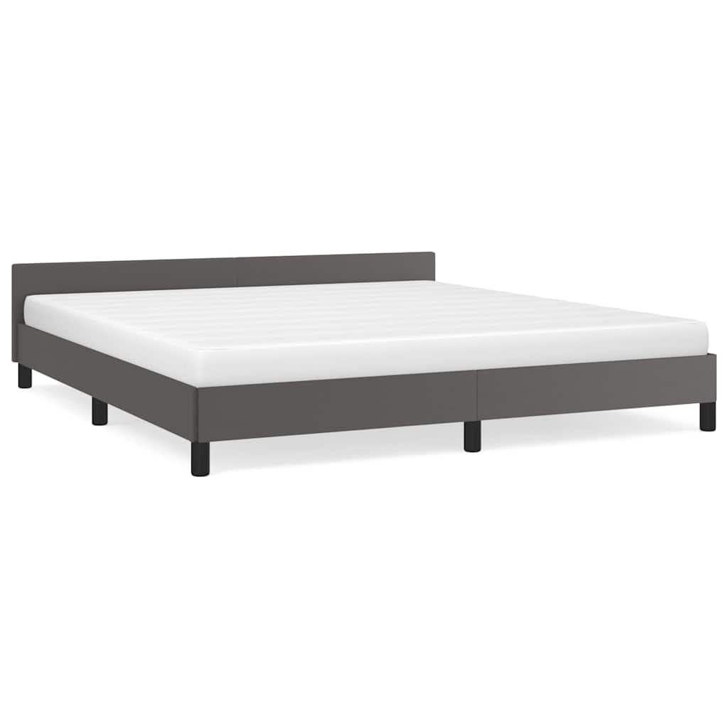 Bed frame with headboard without mattress grey 160x200 cm