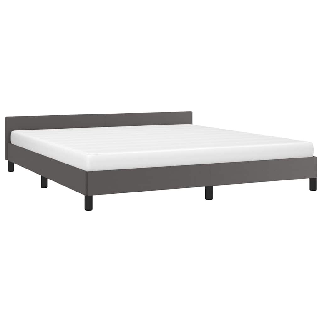 Bed frame with headboard without mattress grey 160x200 cm