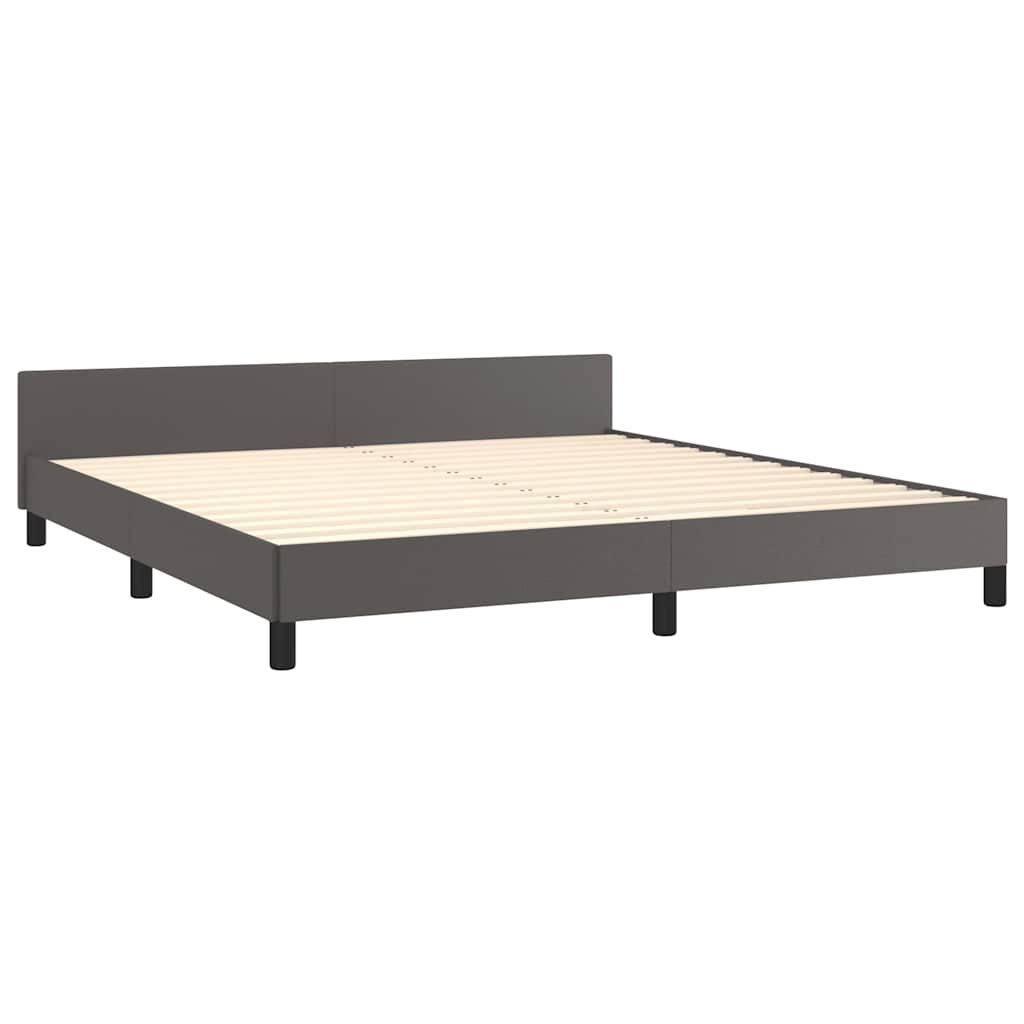 Bed frame with headboard without mattress grey 160x200 cm
