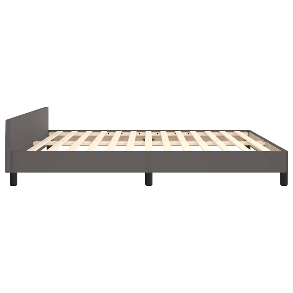 Bed frame with headboard without mattress grey 160x200 cm