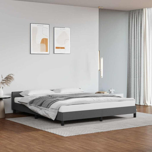Bed frame with headboard without mattress grey 160x200 cm