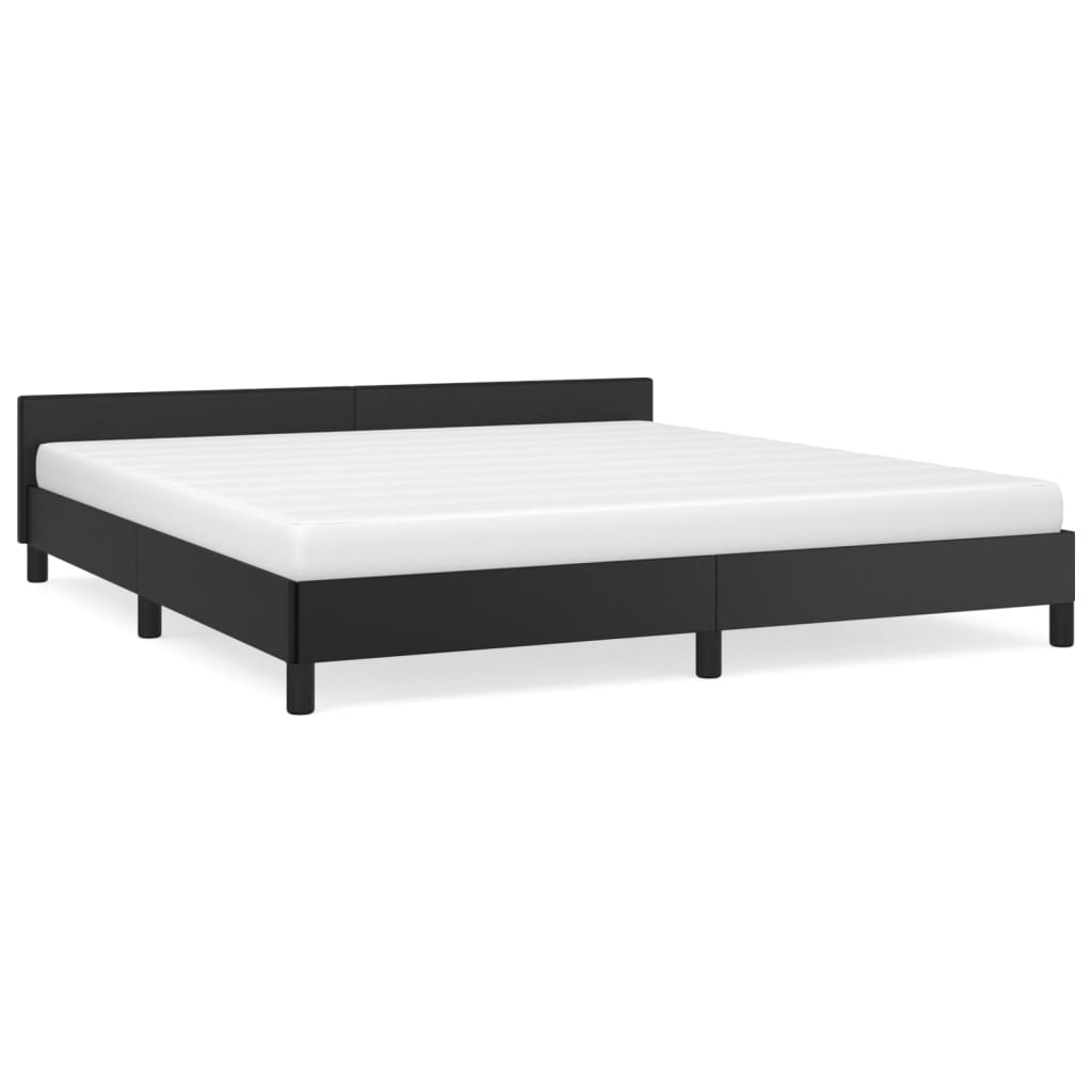 Bed frame with headboard without mattress black 180x200 cm