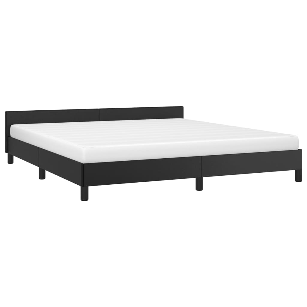Bed frame with headboard without mattress black 180x200 cm