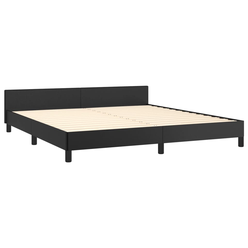 Bed frame with headboard without mattress black 180x200 cm