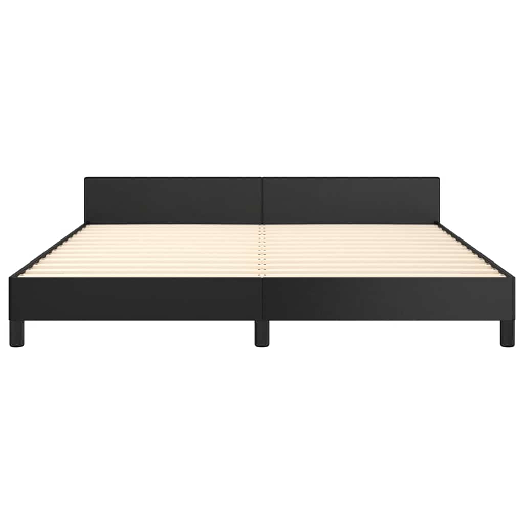 Bed frame with headboard without mattress black 180x200 cm