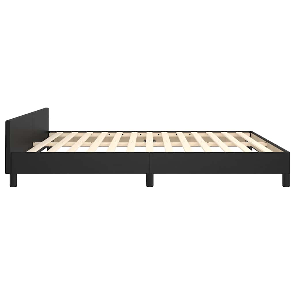 Bed frame with headboard without mattress black 180x200 cm