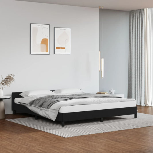Bed frame with headboard without mattress black 180x200 cm