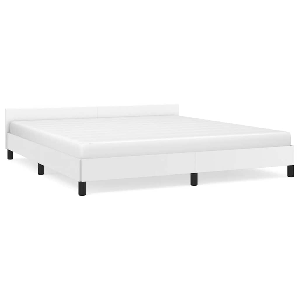 Bed frame with headboard without mattress white 180x200 cm
