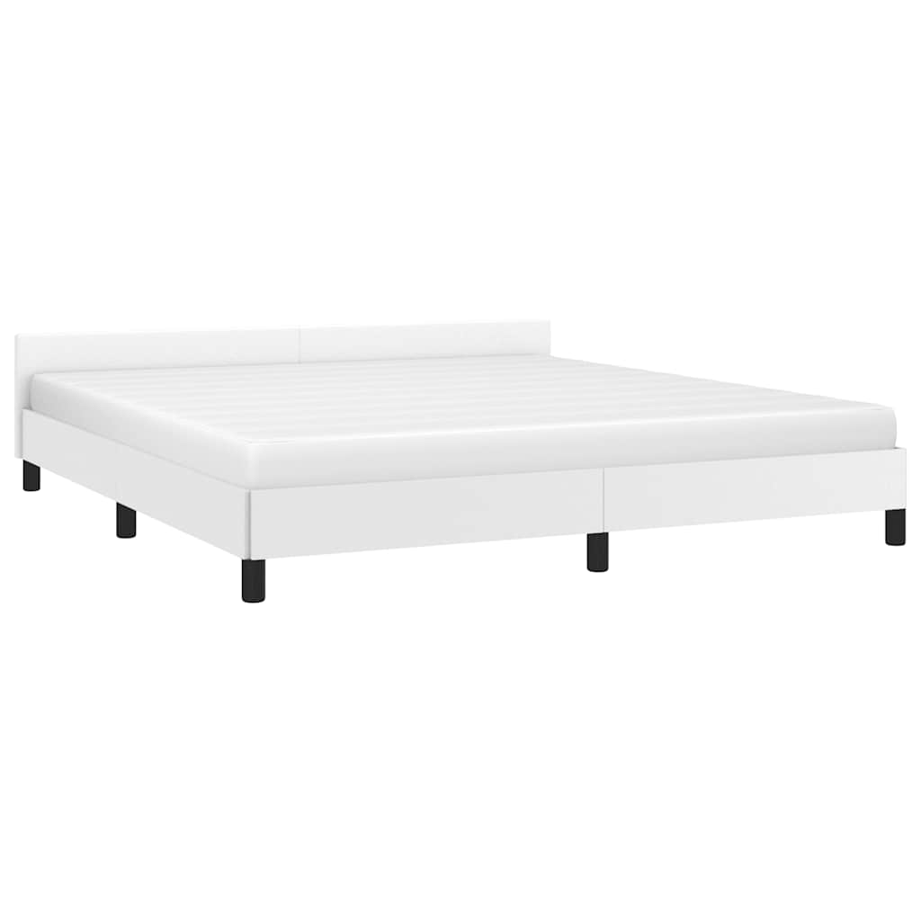 Bed frame with headboard without mattress white 180x200 cm