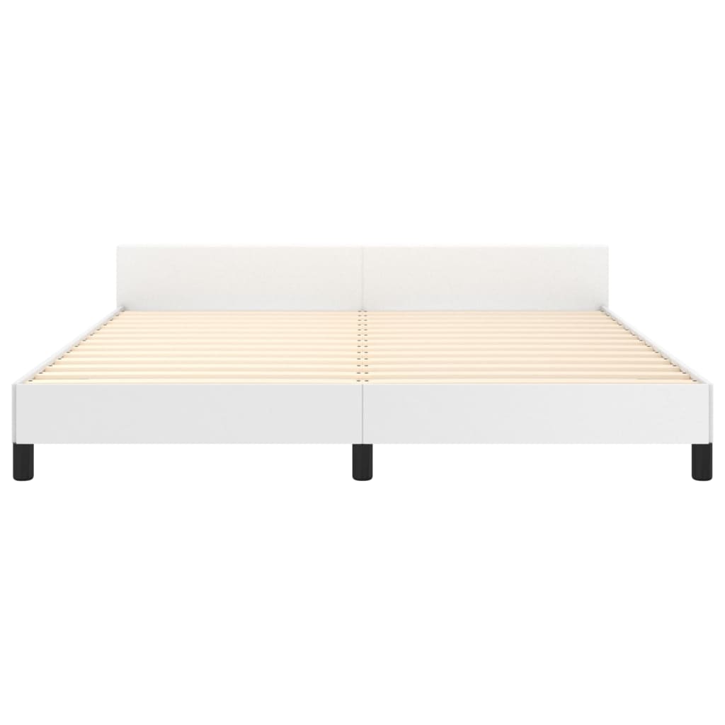 Bed frame with headboard without mattress white 180x200 cm