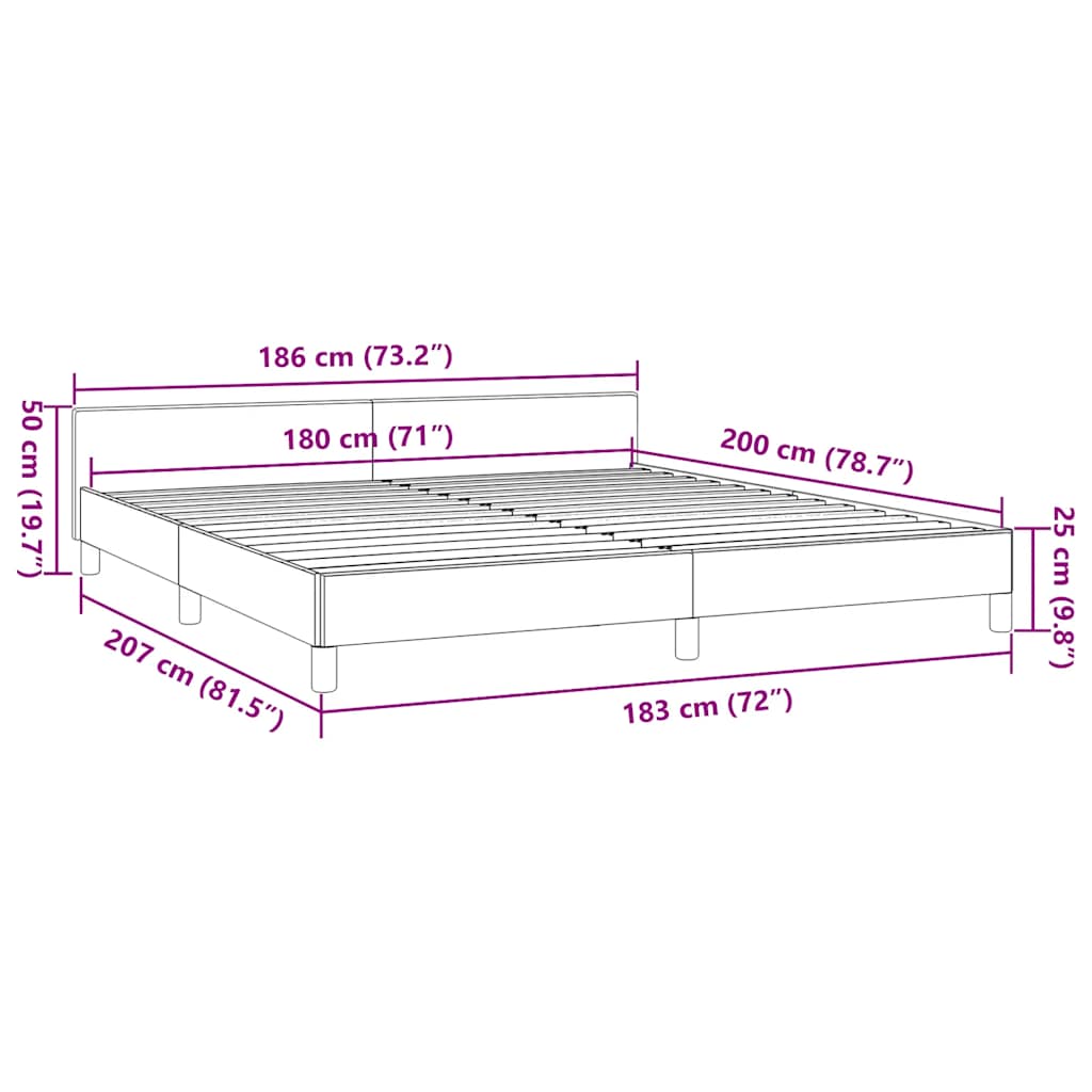 Bed frame with headboard without mattress white 180x200 cm