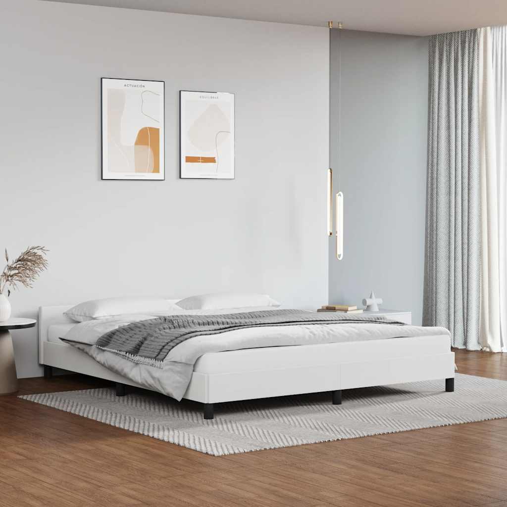 Bed frame with headboard without mattress white 180x200 cm