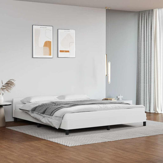 Bed frame with headboard without mattress white 180x200 cm