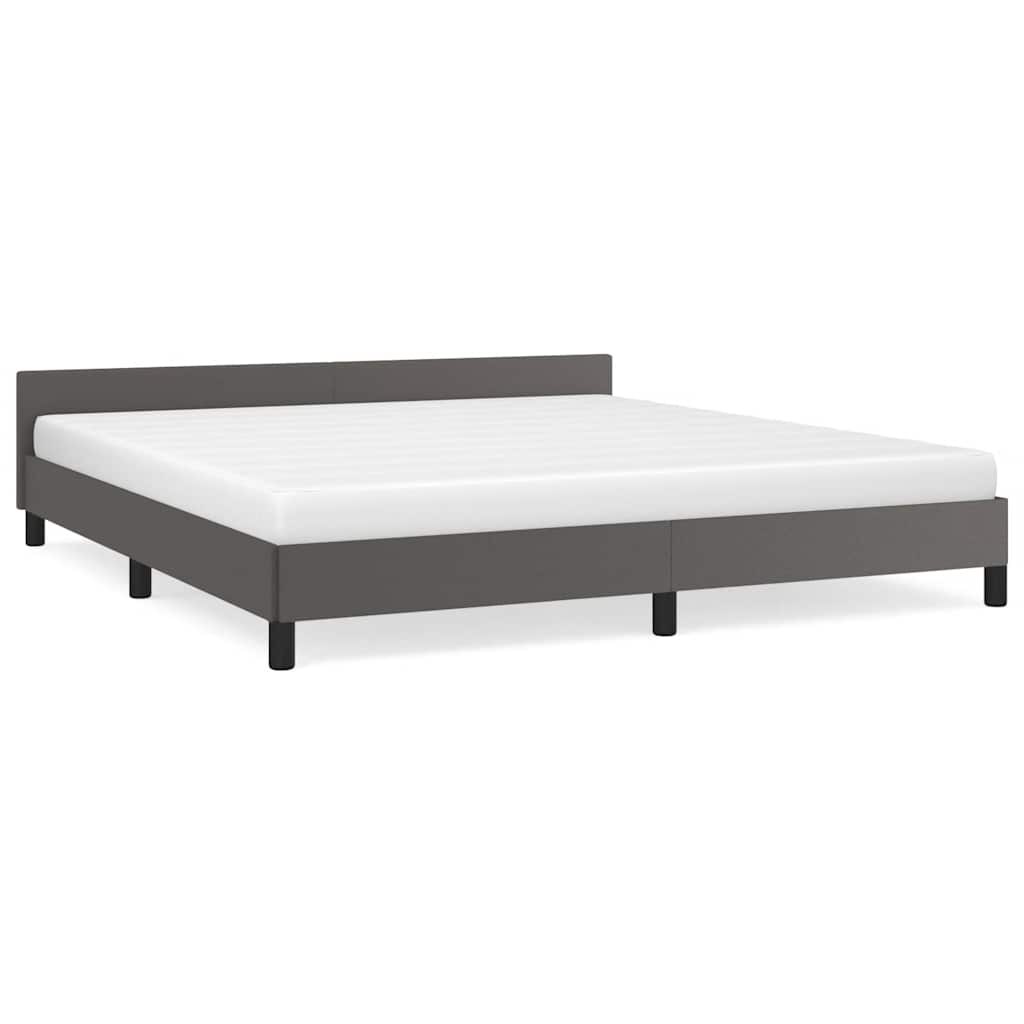 Bed frame with headboard without mattress grey 180x200 cm