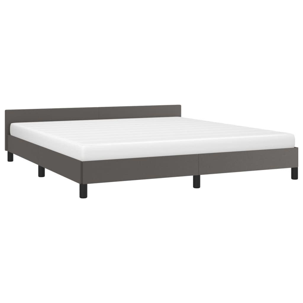 Bed frame with headboard without mattress grey 180x200 cm