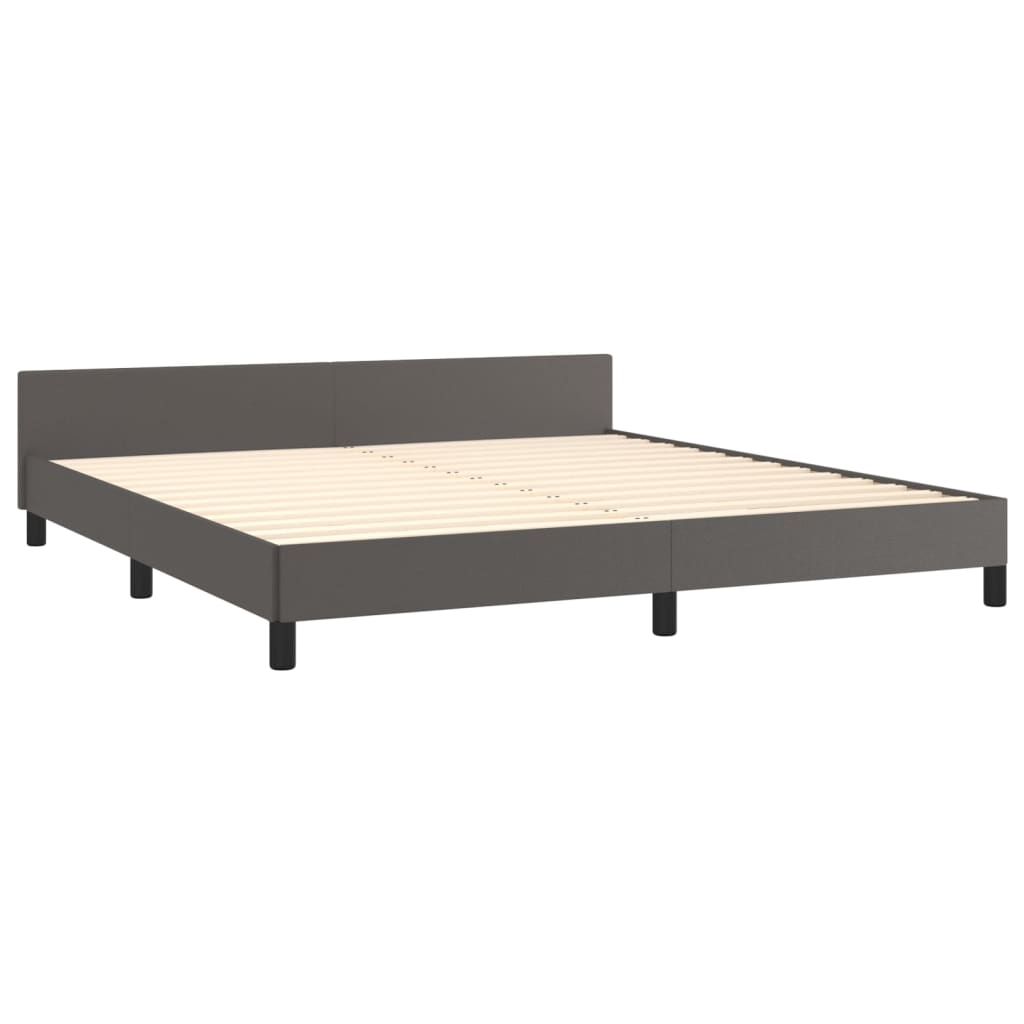 Bed frame with headboard without mattress grey 180x200 cm