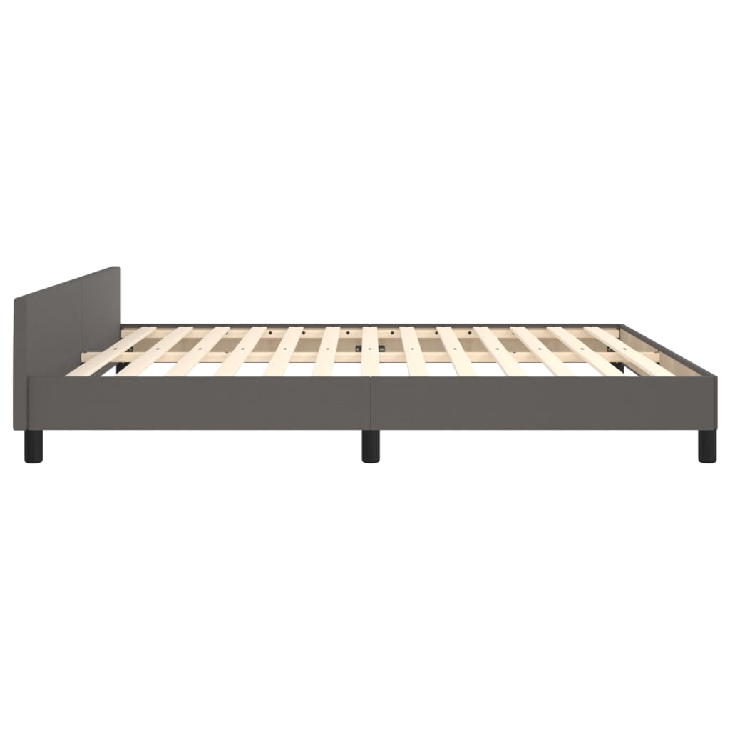 Bed frame with headboard without mattress grey 180x200 cm