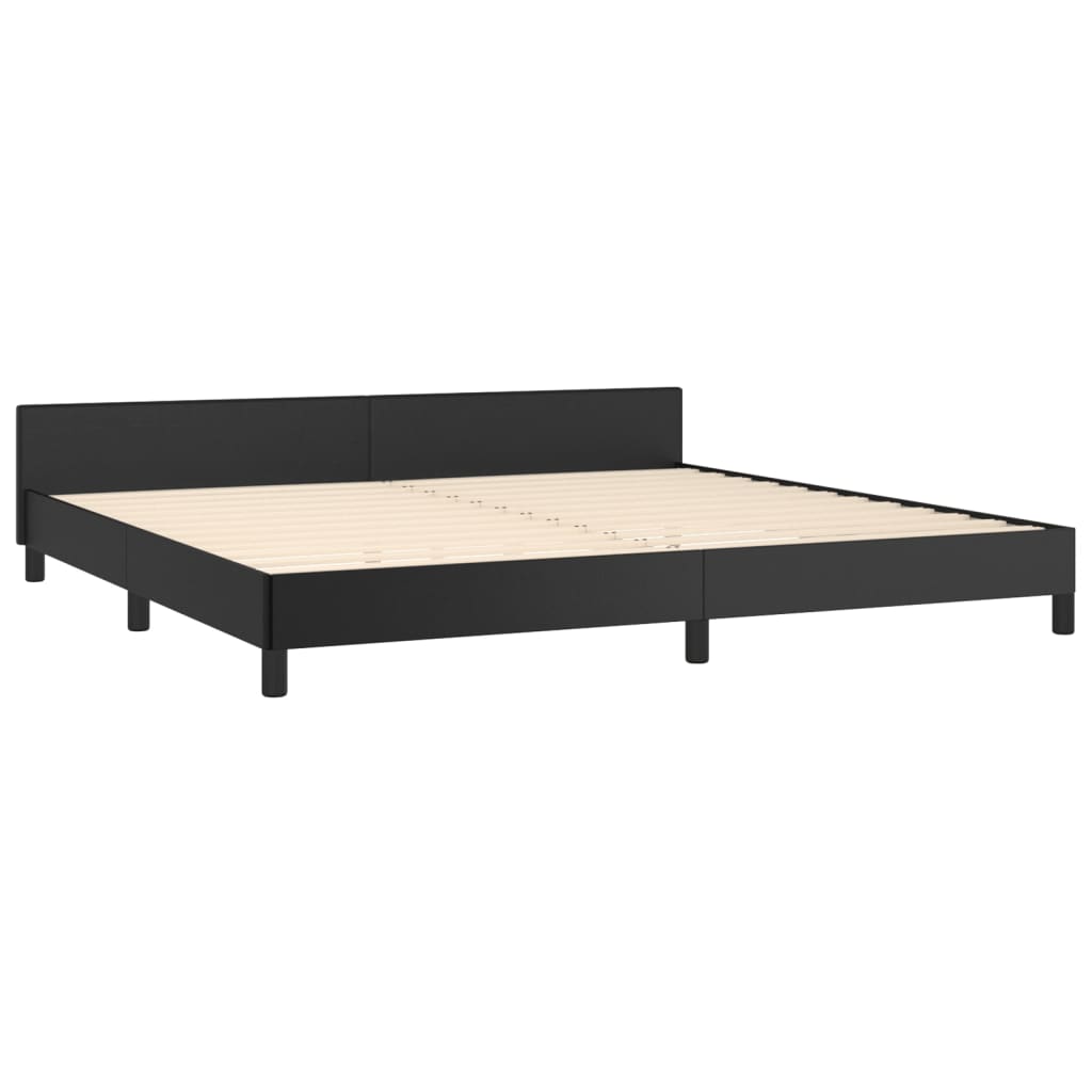 Bed frame with headboard without mattress black 200x200 cm