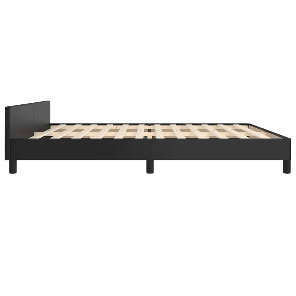 Bed frame with headboard without mattress black 200x200 cm
