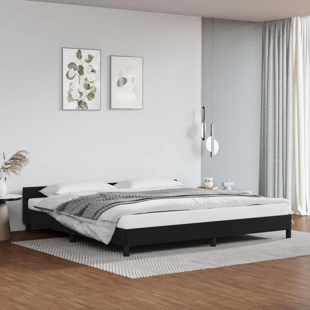 Bed frame with headboard without mattress black 200x200 cm