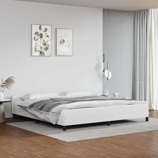 Bed frame with headboard without mattress white 200x200 cm