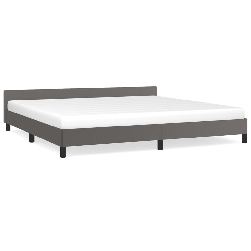Bed frame with headboard without mattress grey 200x200 cm