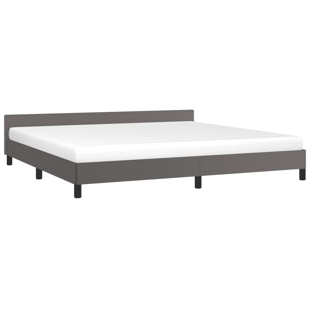 Bed frame with headboard without mattress grey 200x200 cm