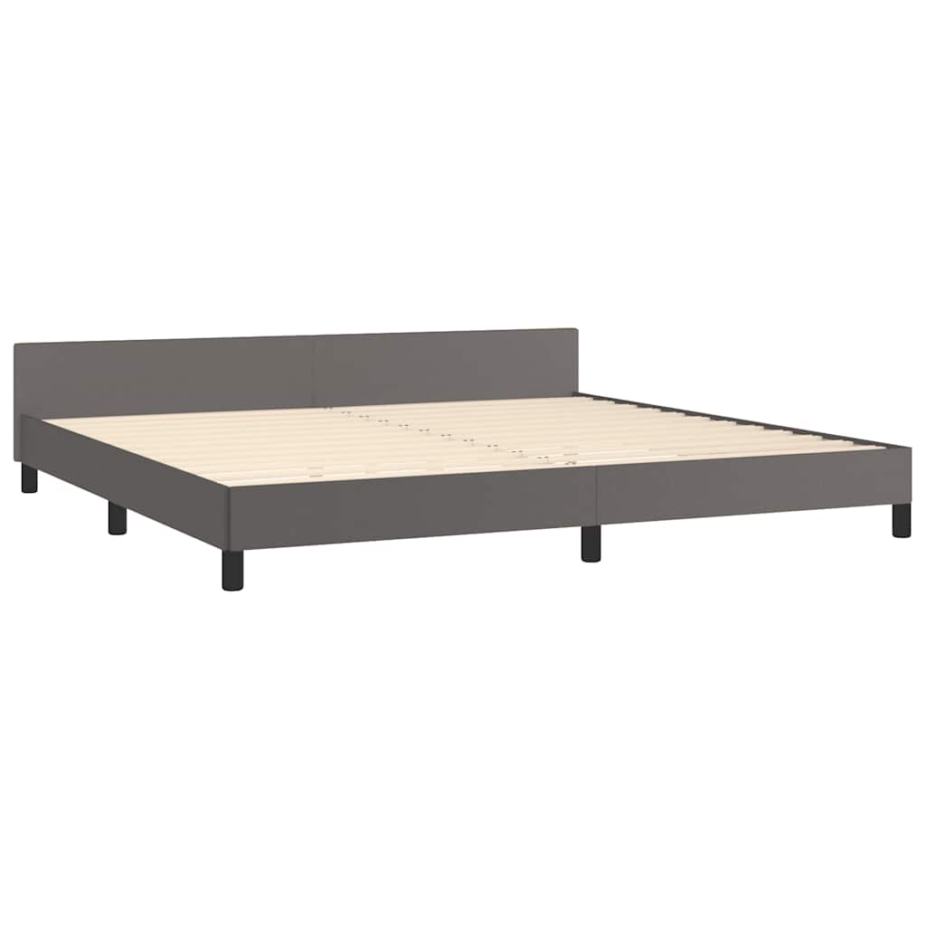 Bed frame with headboard without mattress grey 200x200 cm