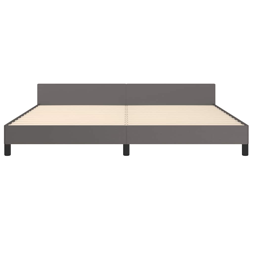 Bed frame with headboard without mattress grey 200x200 cm