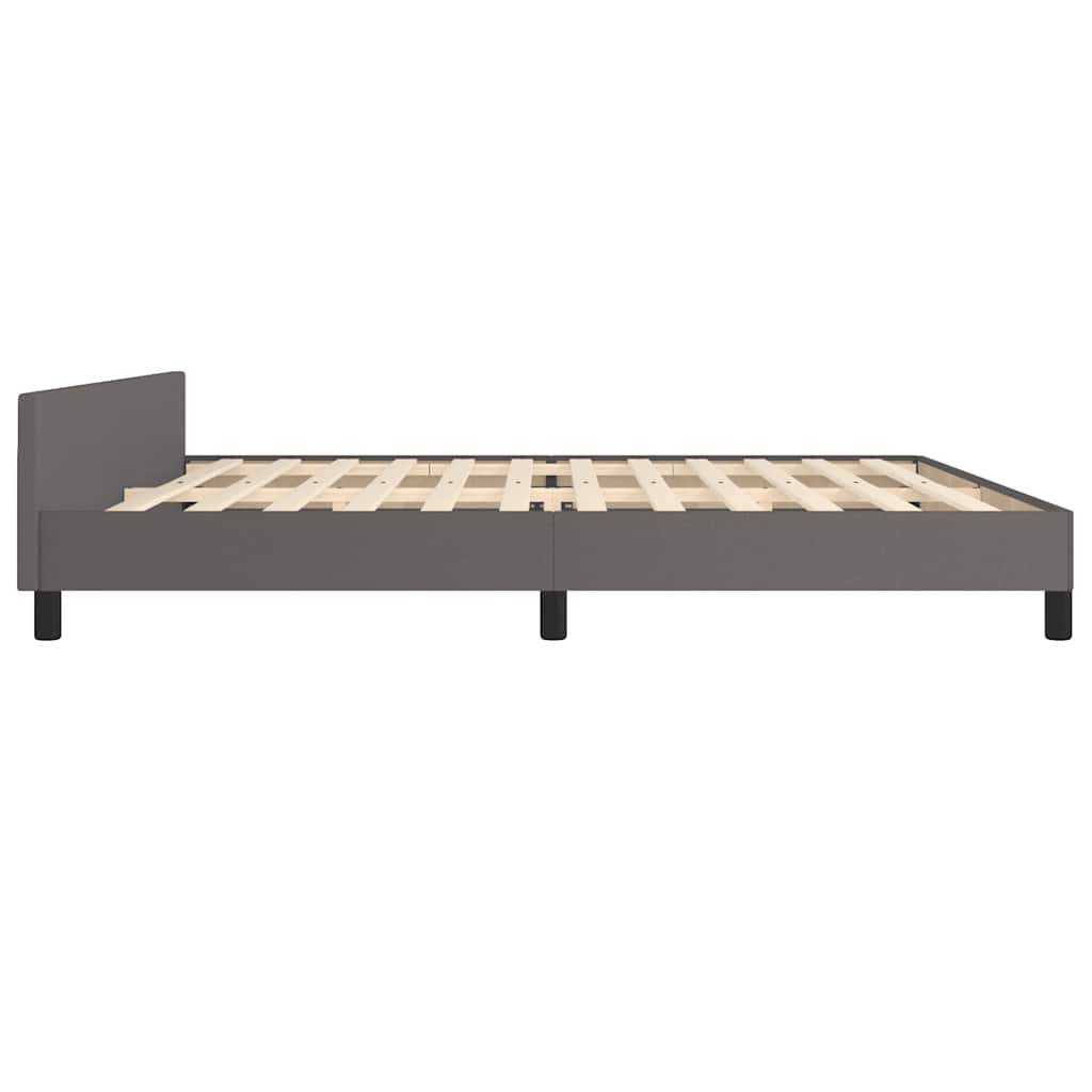 Bed frame with headboard without mattress grey 200x200 cm