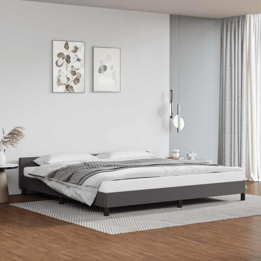 Bed frame with headboard without mattress grey 200x200 cm