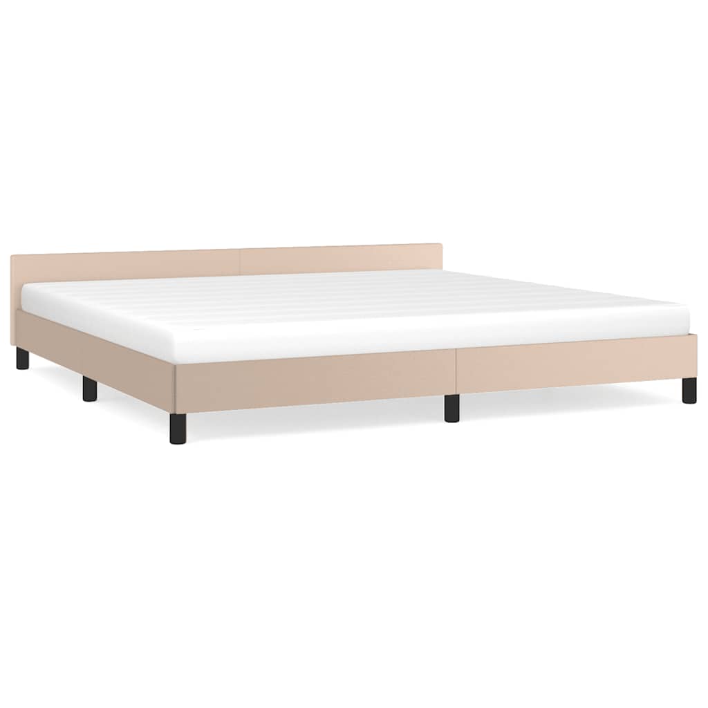 Bed frame with headboard without mattress Cappuccino 200x200 cm