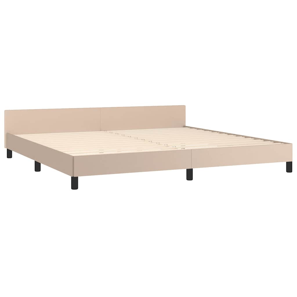 Bed frame with headboard without mattress Cappuccino 200x200 cm