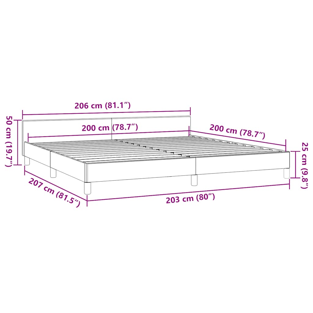 Bed frame with headboard without mattress Cappuccino 200x200 cm