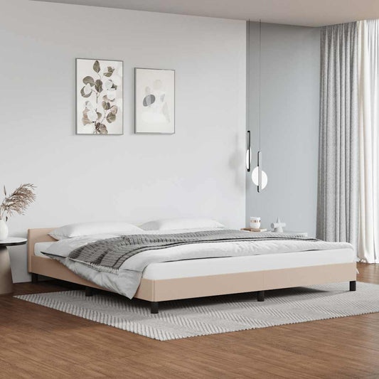 Bed frame with headboard without mattress Cappuccino 200x200 cm