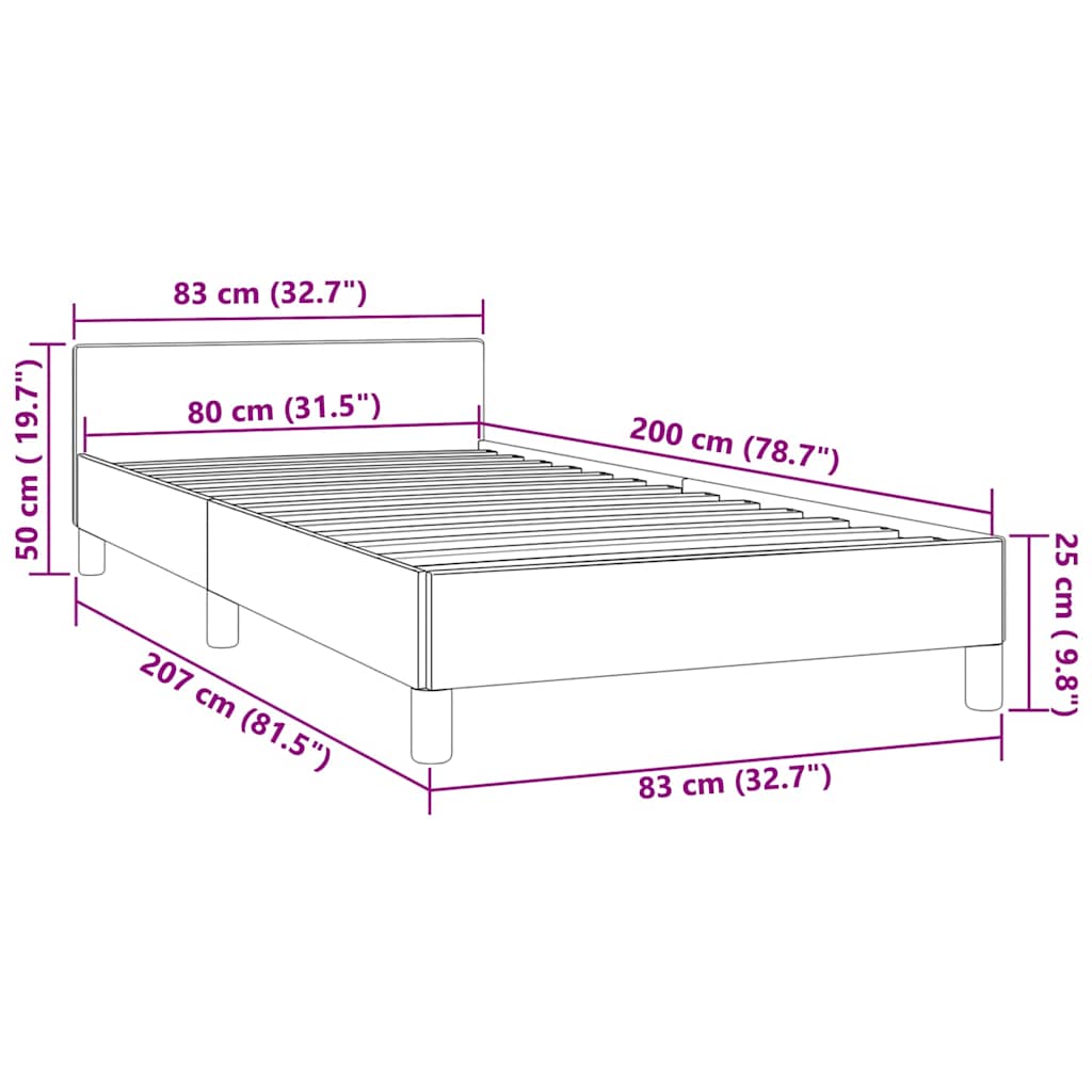Bettgestell ohne Matratze Dunkelgrau 80x200 cm Samt