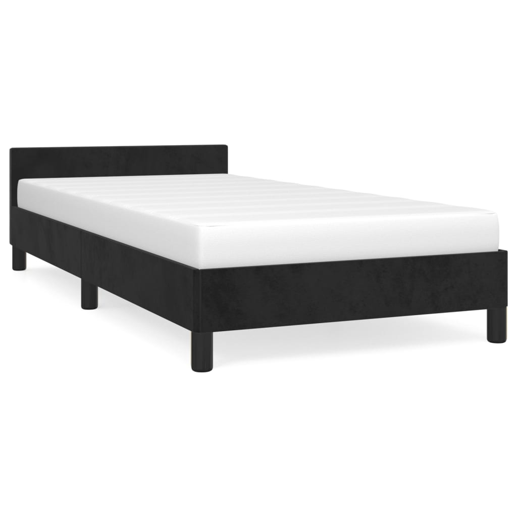 Bed frame with headboard without mattress Black 80x200 cm Velvet