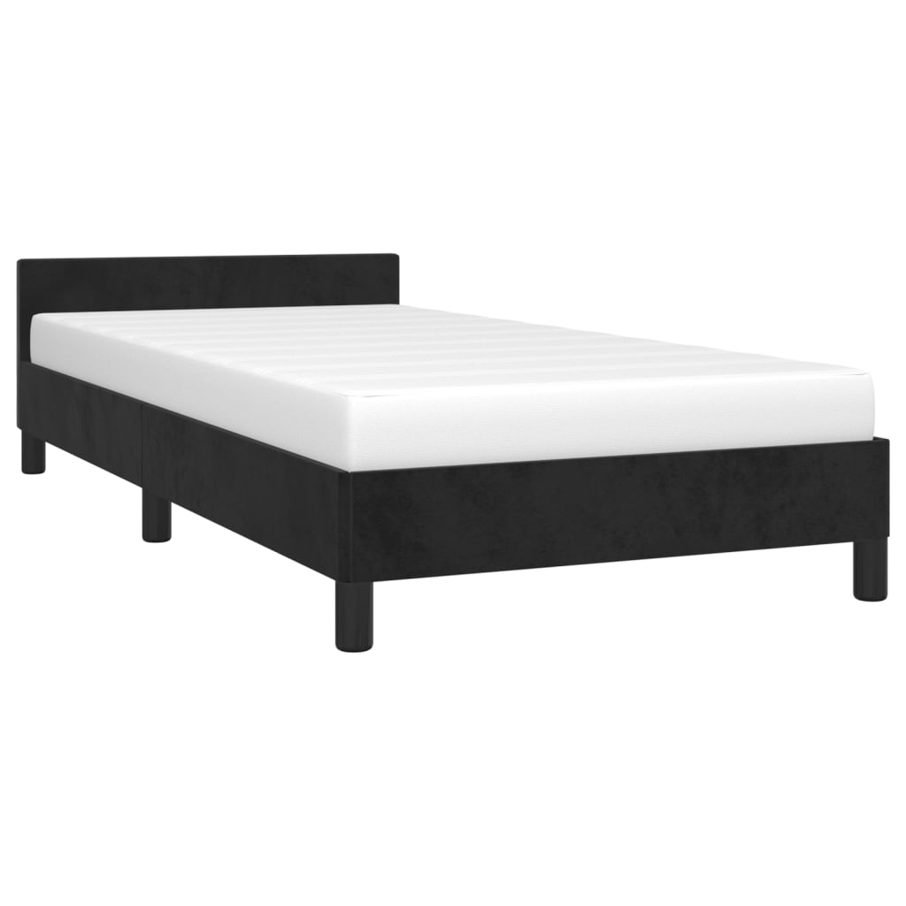Bed frame with headboard without mattress Black 80x200 cm Velvet