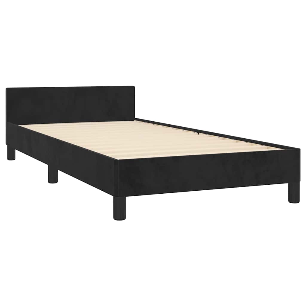 Bed frame with headboard without mattress Black 80x200 cm Velvet