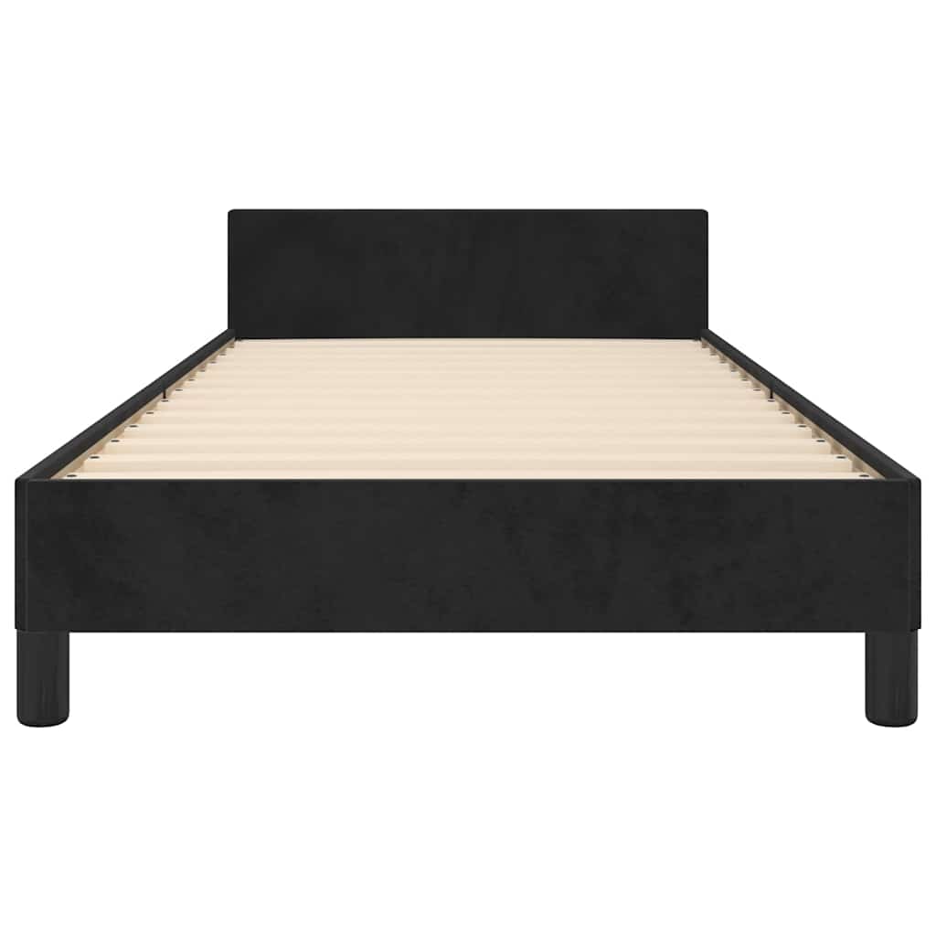 Bed frame with headboard without mattress Black 80x200 cm Velvet