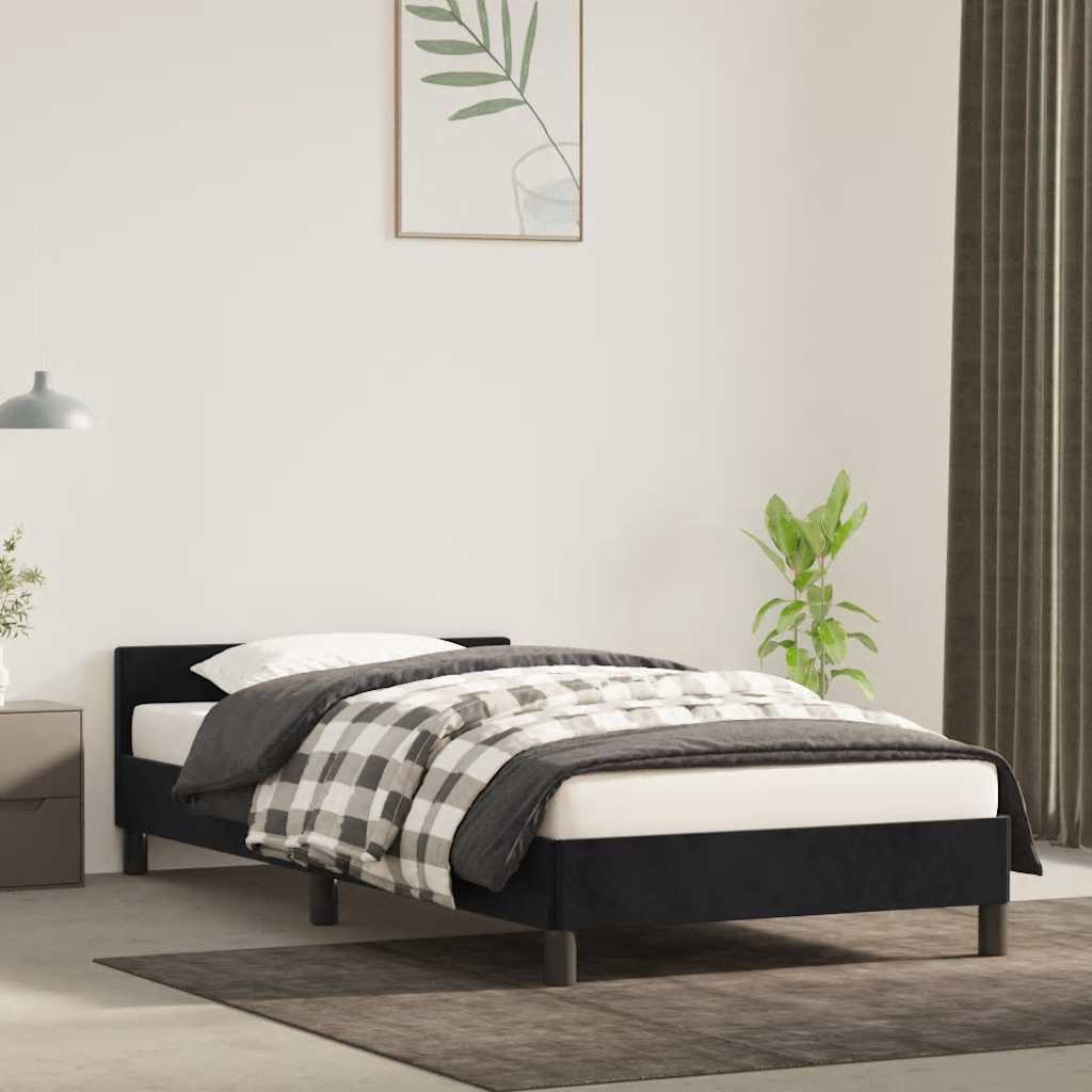 Bed frame with headboard without mattress Black 80x200 cm Velvet