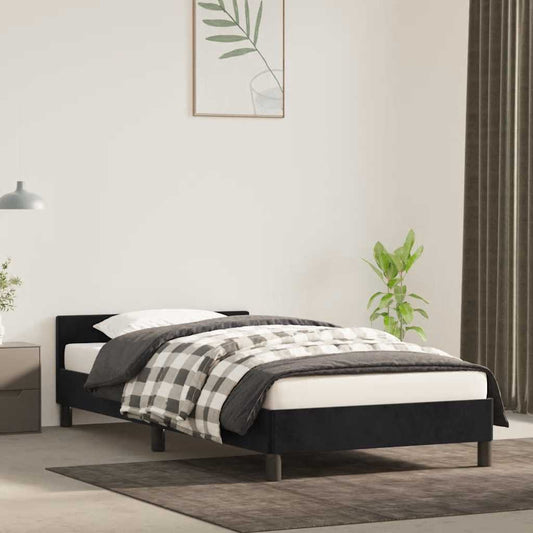 Bed frame with headboard without mattress Black 80x200 cm Velvet