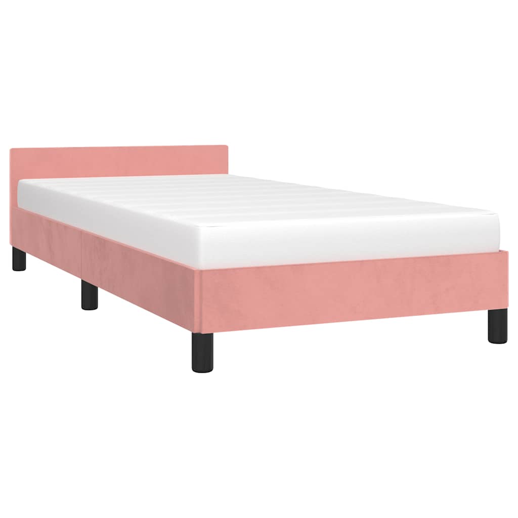 Bed frame with headboard without mattress pink 80x200 cm velvet