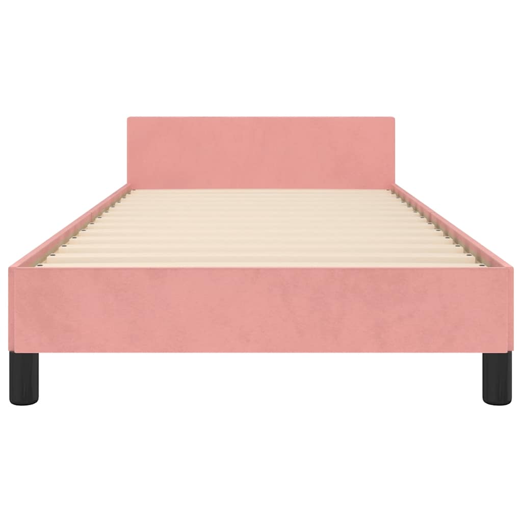 Bed frame with headboard without mattress pink 80x200 cm velvet