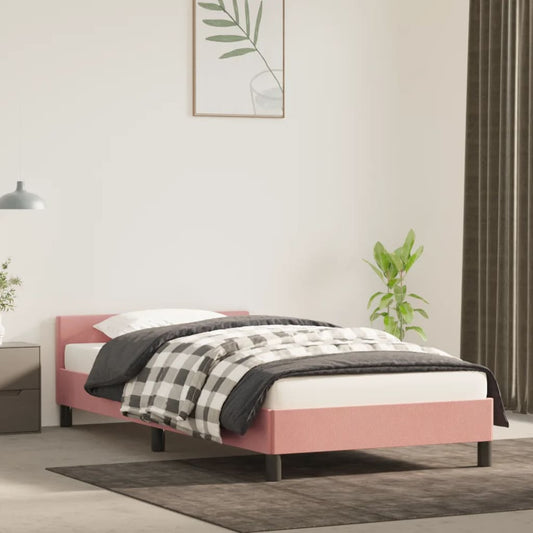 Bed frame with headboard without mattress pink 80x200 cm velvet