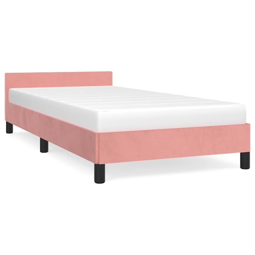 Bed frame with headboard without mattress pink 90x190 cm velvet