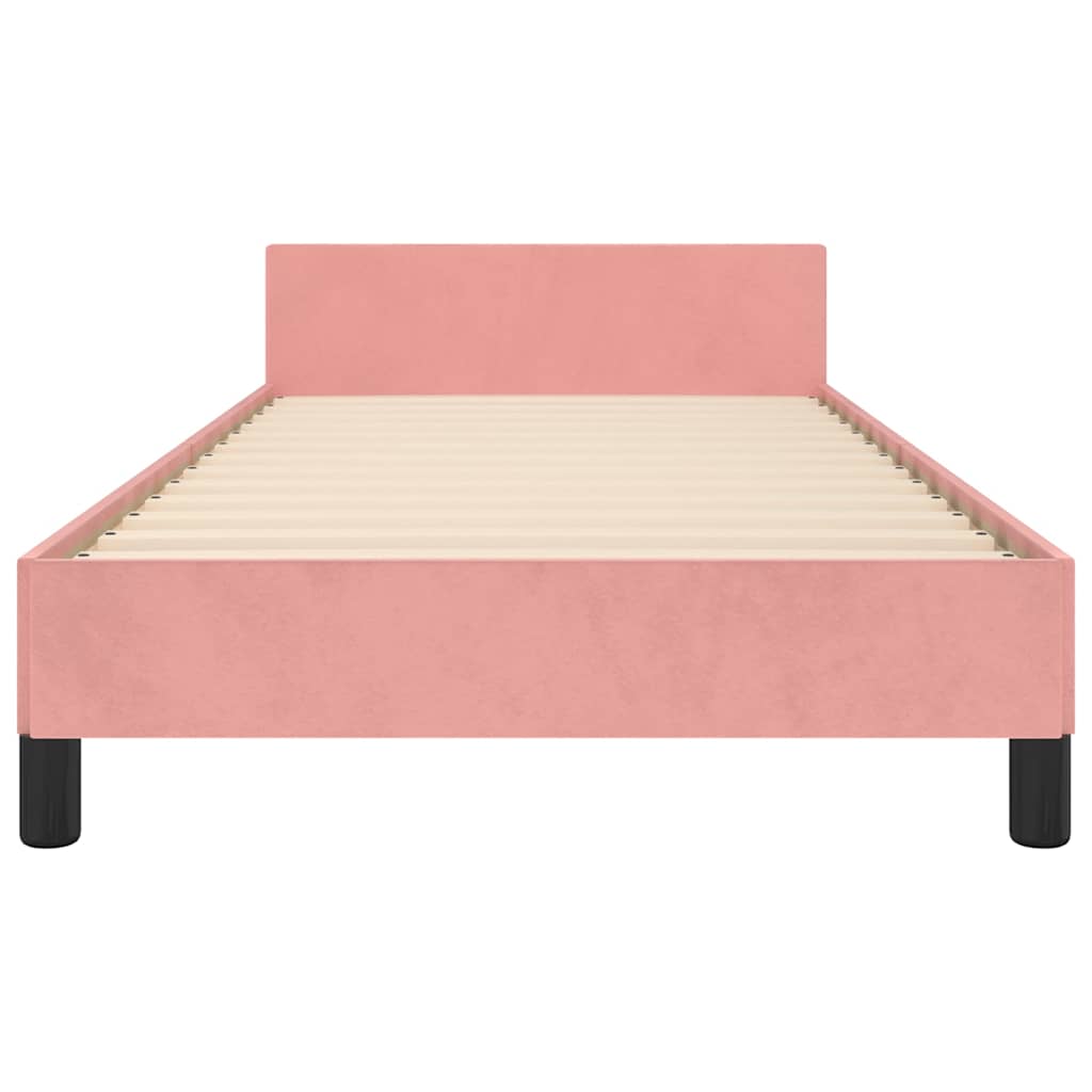 Bed frame with headboard without mattress pink 90x190 cm velvet