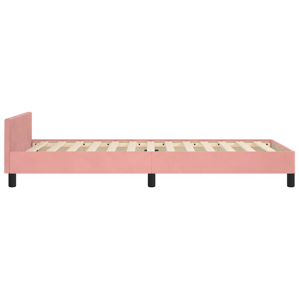 Bed frame with headboard without mattress pink 90x190 cm velvet