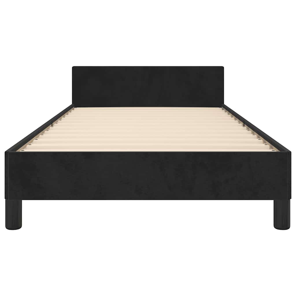 Bed frame with headboard without mattress Black 90x200 cm Velvet