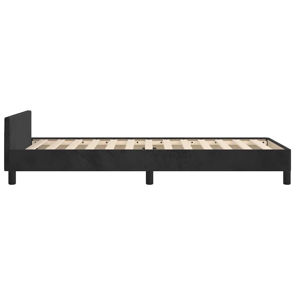 Bed frame with headboard without mattress Black 90x200 cm Velvet